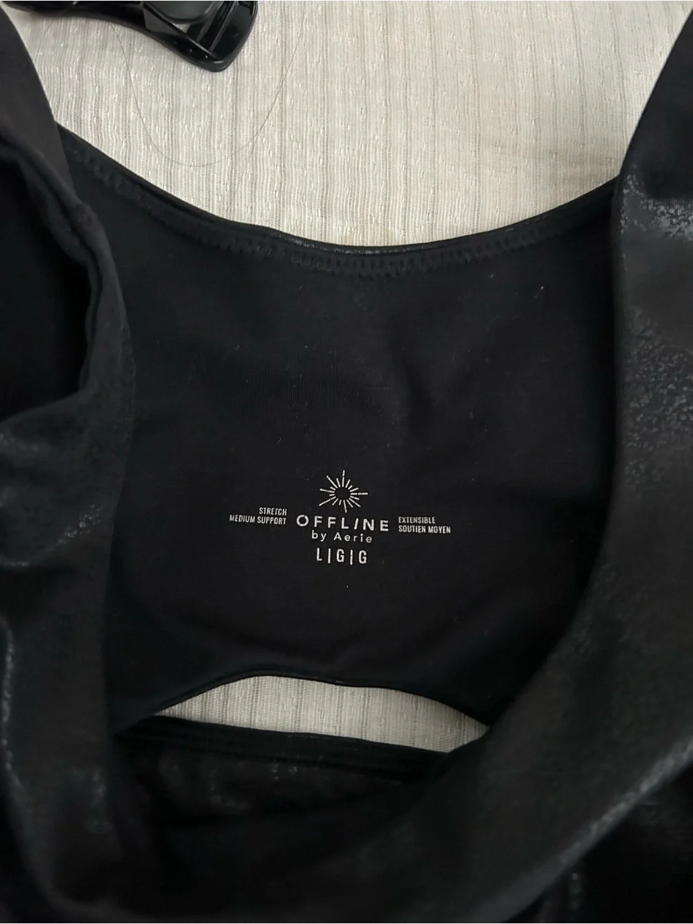 aerie Black Faux-Leather Crop Tank